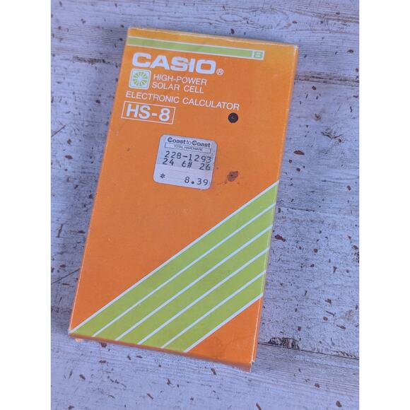 Casio HS-8B Solar Electronic Calculator - Beige - w Box - Vintage - Picture 6 of 9